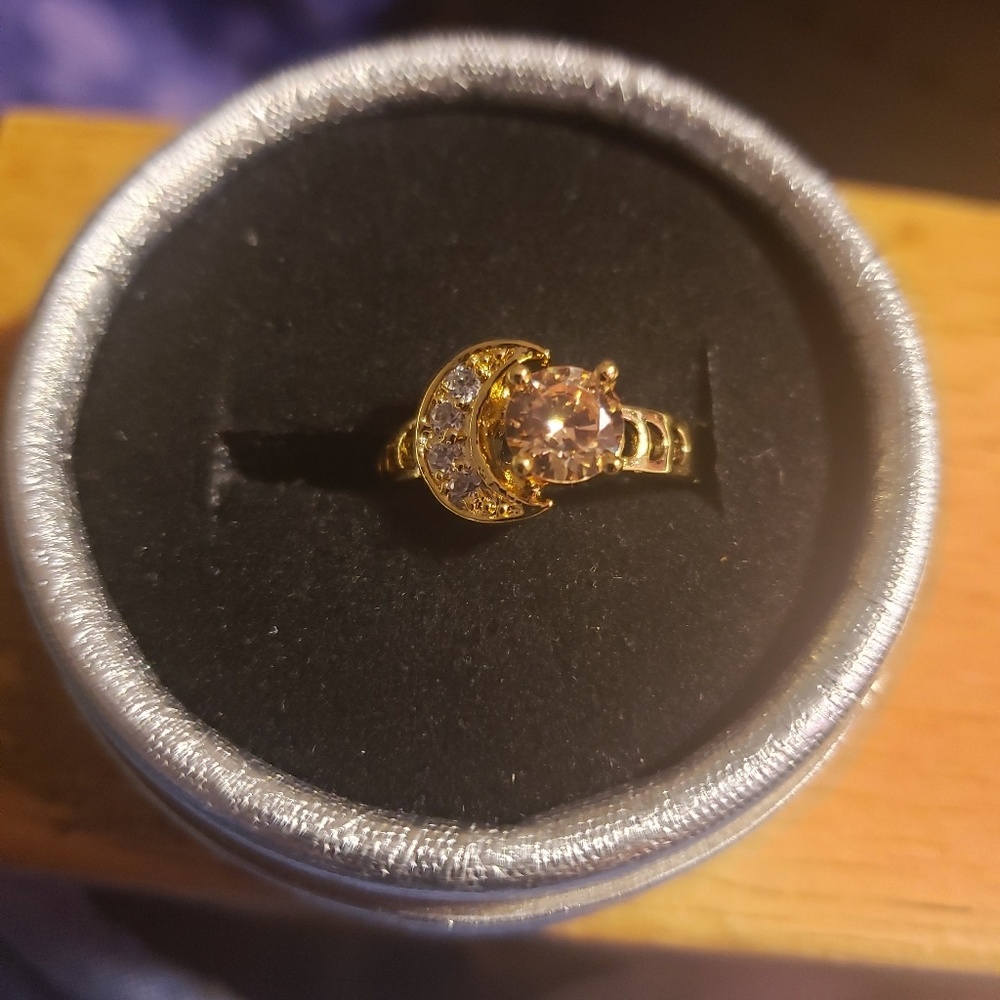 18K Gold Filled Yellow Sapphire Moon Ring - Picture 5 of 5